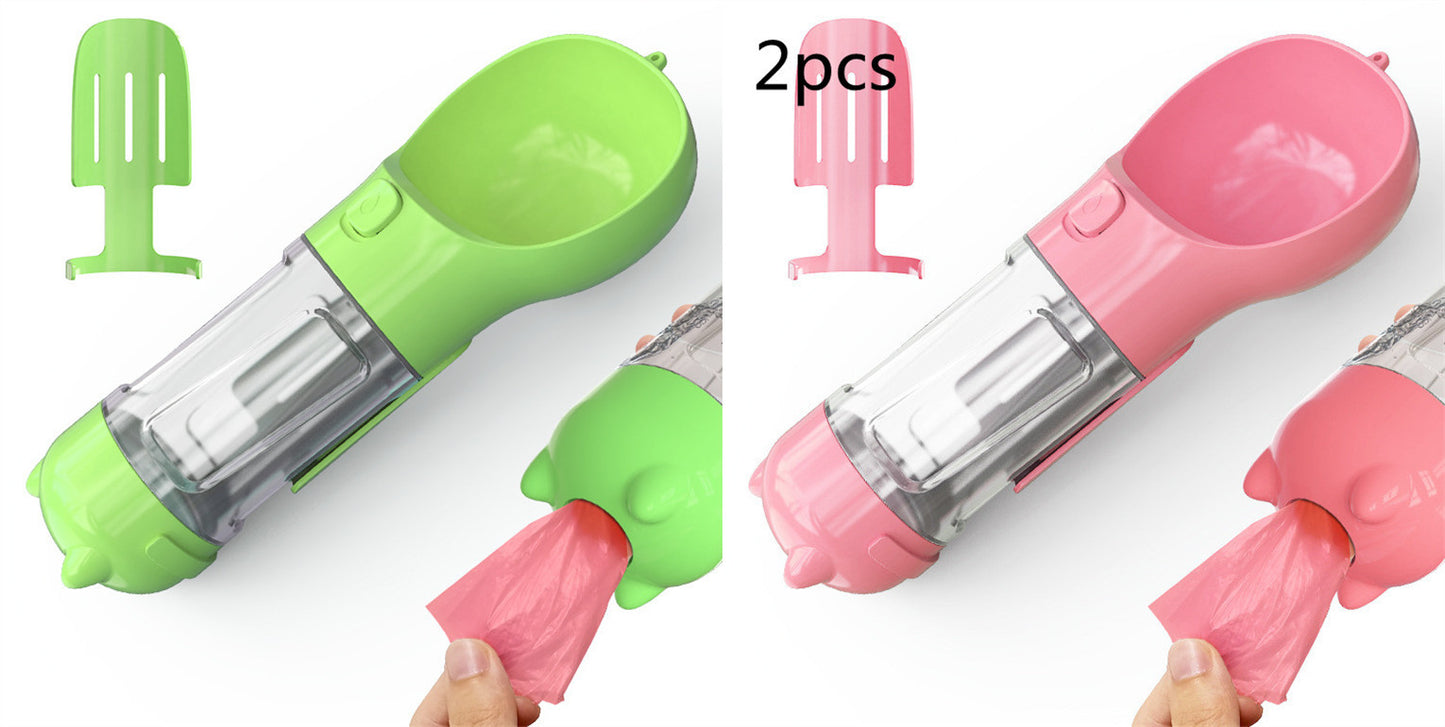 Pet Water Bottle Feeder Bowl Garbage Bag Storage Portable