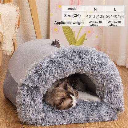 Portable Pet Nest Warm Dog and Cat Bed for Autumn and Winter Comfort