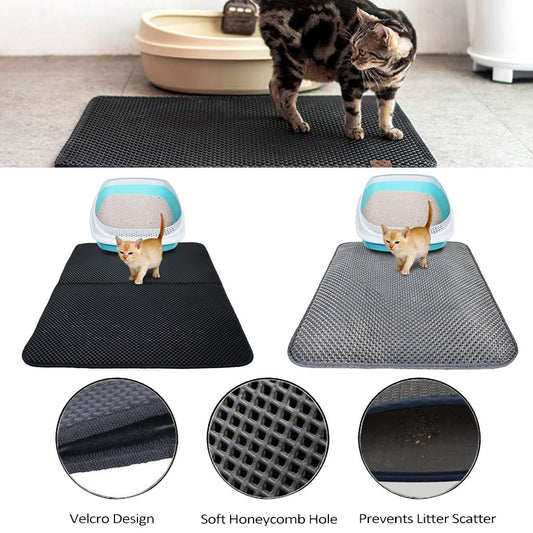 Double Layer Cat Litter Mat Trapping Pad for Clean Floors and Comfort