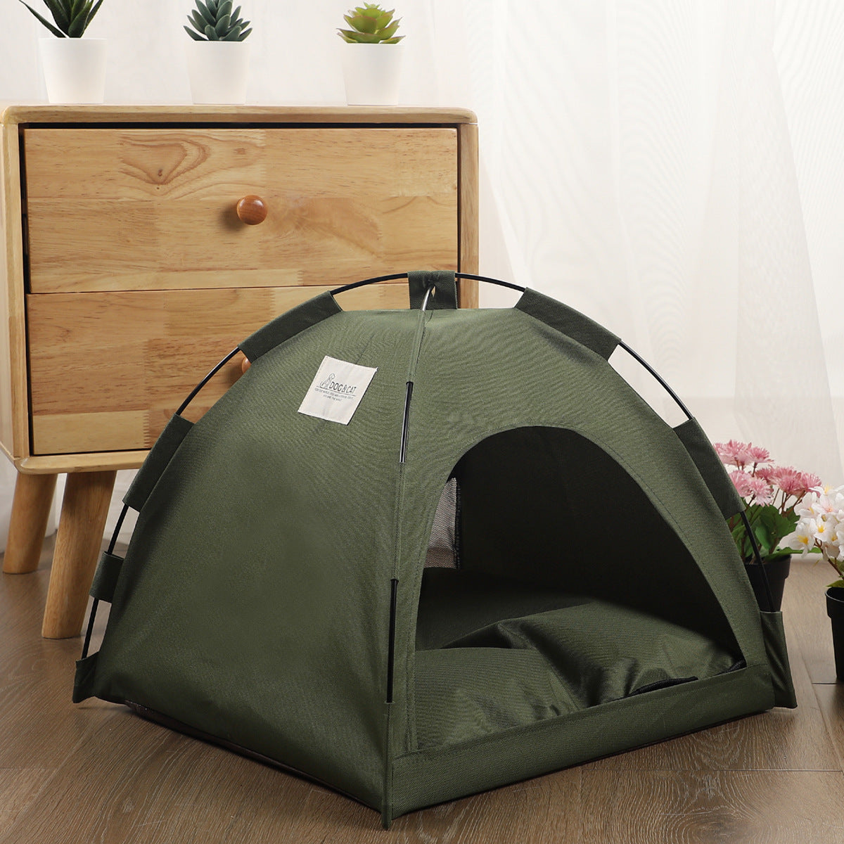 Cat Tent Cooling Mat Dog House with Cushion Pet Bed for Cats and Dogs